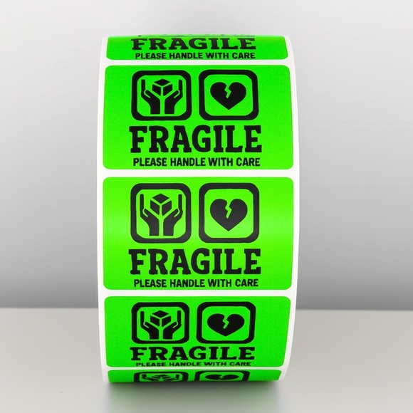 📦 Fragile Shipping Stickers | Handle With Care Labels | Red Warning LABELS - Picture 1 of 11
